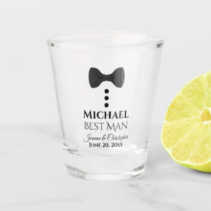 Fun Black Tie Tuxedo Best Man Wedding Favor Shot Glass