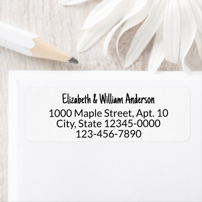 Fun Black & White Name Phone Number Return Address (Insitu)