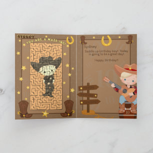 Fun Blonde Boys A-Maze-ing Cowboy Birthday Card