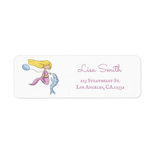 Fun Blonde Mermaid Birthday Party Return Address