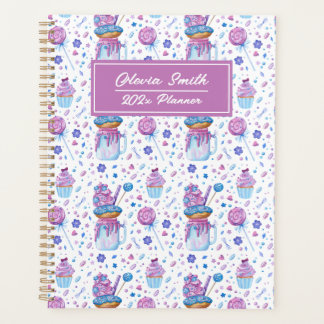 Fun Blue and Purple Cup Cake and Lollipop Planner