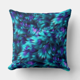 Fun Blue and Purple faux monster fur texture Cushion
