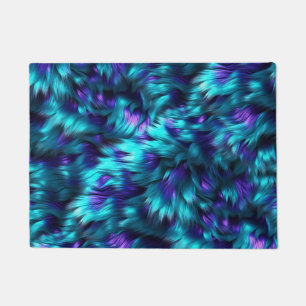 Fun Blue and Purple faux monster fur texture Doormat