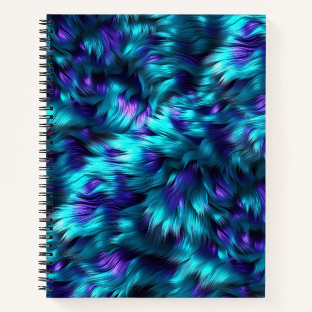 Fun Blue and Purple faux monster fur texture Notebook (Front)