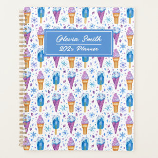 Fun Blue and Purple Snow And Ice Cream Planner