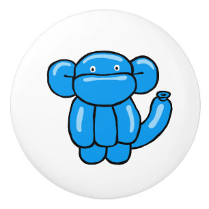 Fun blue balloon animal monkey design ceramic knob