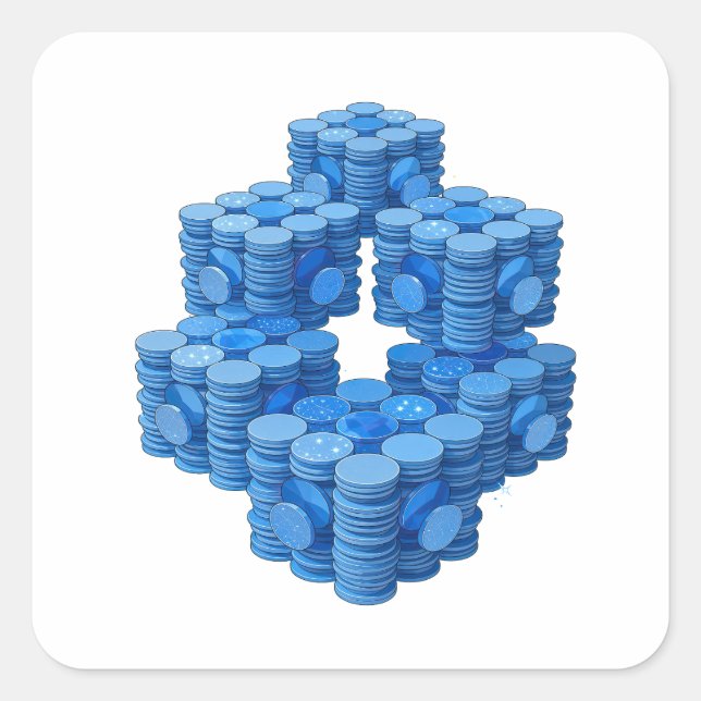 Fun Blue BLUE COINS Square Sticker (Front)