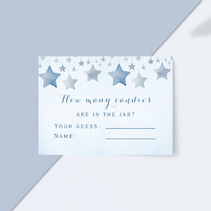 Fun Blue Candy Guessing Baby Shower Game Stars Enclosure Card
