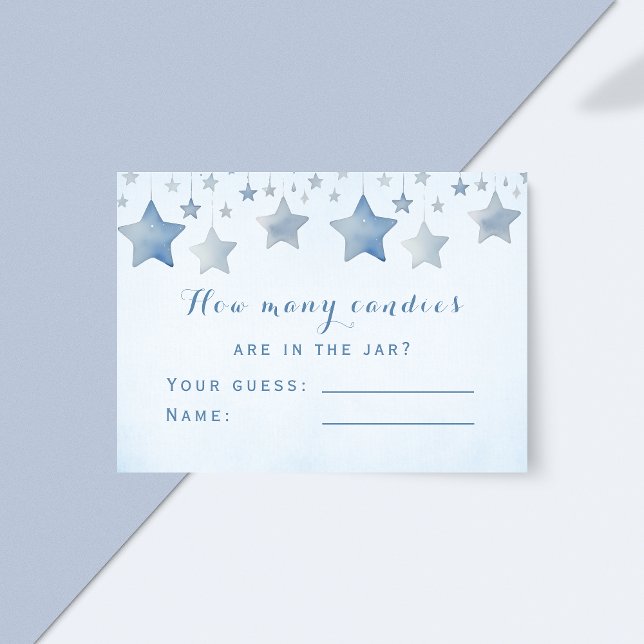 Fun Blue Candy Guessing Baby Shower Game Stars Enclosure Card (Creator Uploaded)
