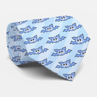 Fun Blue Cartoon Bats and Stripes. Novelty Spooky Tie