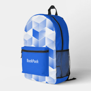 Fun Blue Cubes, Personalised Printed Backpack