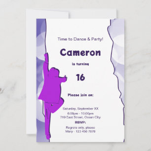 Fun Blue Dance Party 16th Birthday Invitation
