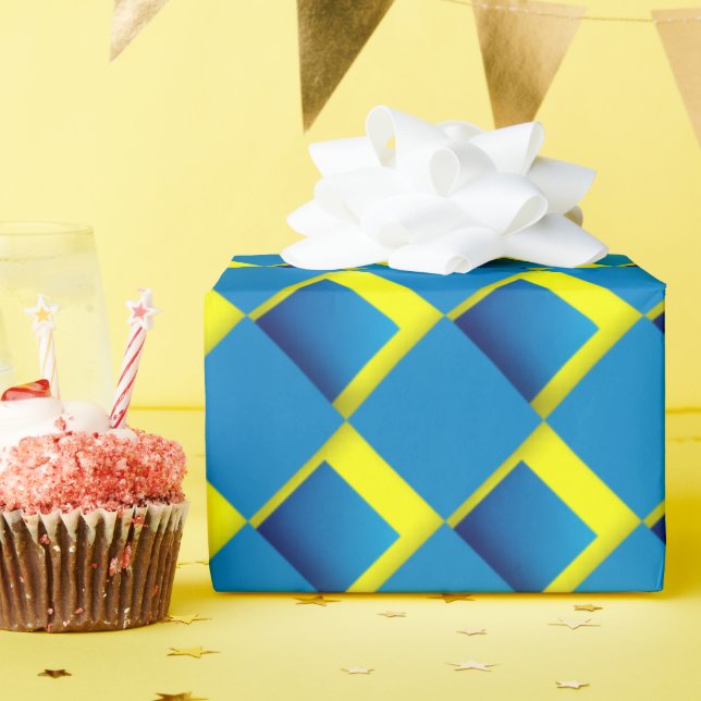 Fun Blue Dimensional  Wrapping Paper (Birthday Party)