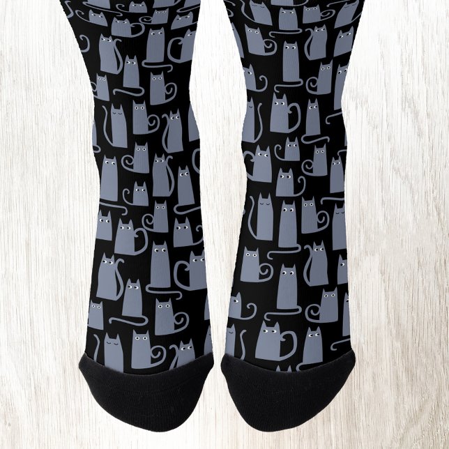 Fun Blue Grey Cat Socks (Fun blue gray cat socks for animal and pet lovers)