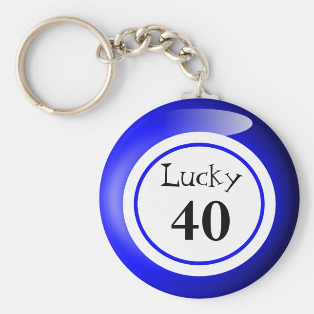 Fun Blue Lucky Number Bingo Ball Theme Key Ring (Front)