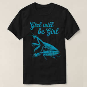 Fun Blue Mantis Illustration with Whimsical Text T-Shirt