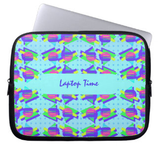 Fun Blue Memphis Customisable Triangle Pattern Laptop Sleeve