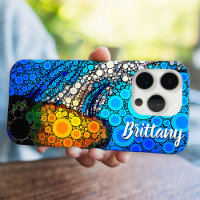 Fun blue ocean orange marine jellyfish script name