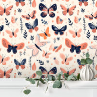 Fun Blue Orange Butterfly Floral