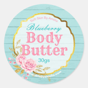 Fun Blue Pink Gold Glitter Body Butter Labels