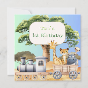 Fun Blue Safari Birthday Card