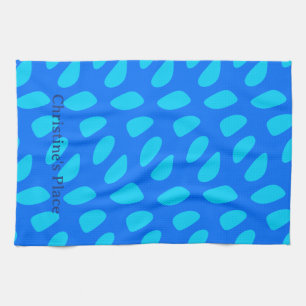 Fun Blue Teardrop Abstract Pattern Tea Towel