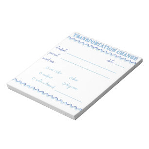 Fun Blue Transportation Change Notepad