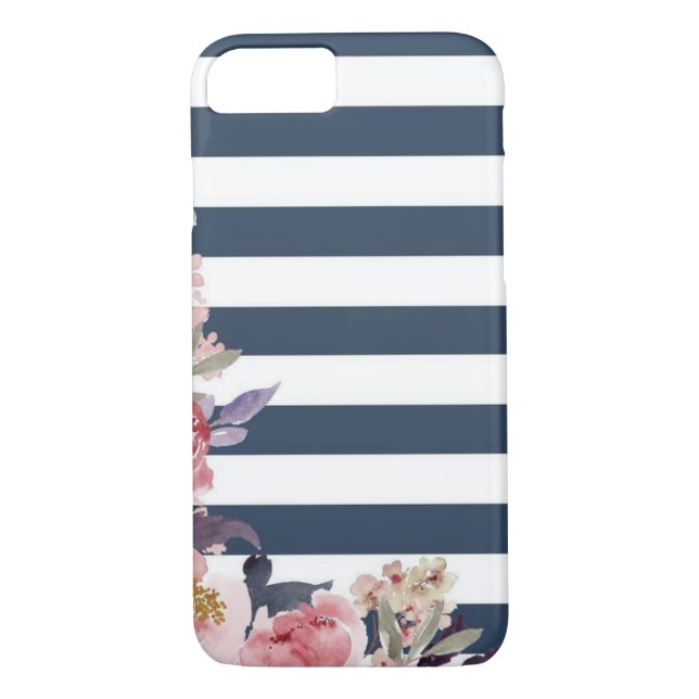 Fun blue & white stripped cell phone case (Back)