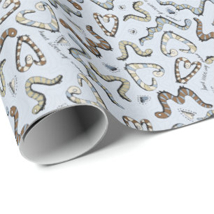 Fun Blue Worms Kids Birthday Wrapping Paper