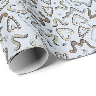 Fun Blue Worms Kids Birthday Wrapping Paper