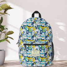 Fun Blue Yellow Dogs Pattern Personalised Name