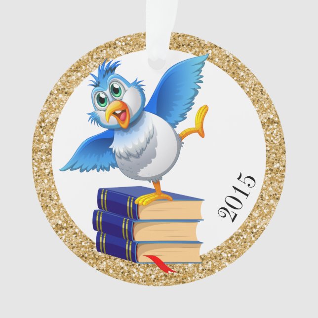 Fun Bluebird of Happiness for the Teacher Ornament (Front)