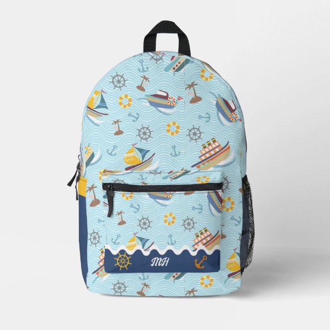 Fun Boat Blue Print Cut Sew Bag (Front)