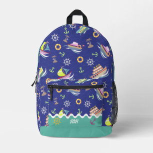 Fun Boat Navy Printed Backpack