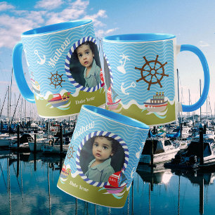Fun Boats Photo Green Blue Mug