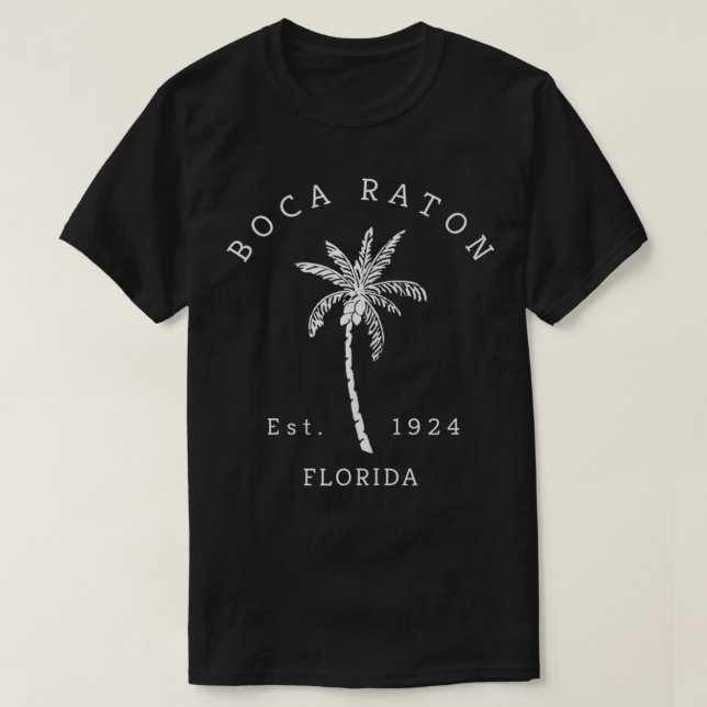 Fun Boca Raton Florida Beach Palm Tree Novelty Art T-Shirt (Design Front)