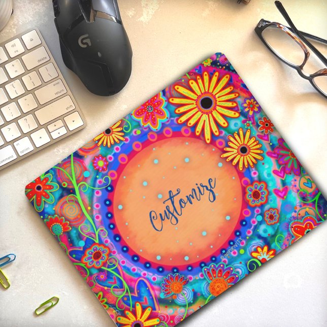 Fun Boho Floral Customisable Phone Inspirivity Mouse Mat (Creator Uploaded)
