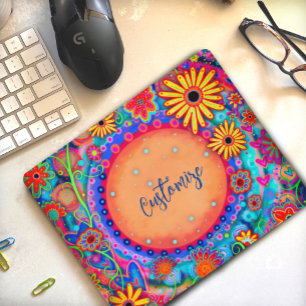 Fun Boho Floral Customizable Inspirivity Mouse Mat