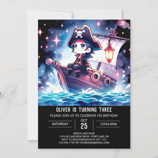 Fun Boho Pirate Birthday Invitation (Front)