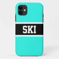 Fun Bold Black Colourful Aqua Mint SKI Stripes Tex