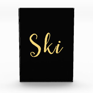 Fun Bold Black Elegant Warm Ski Script Typography Photo Block