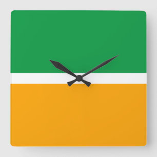 Fun Bold Bright Summer Green Yellow Colour Block Square Wall Clock