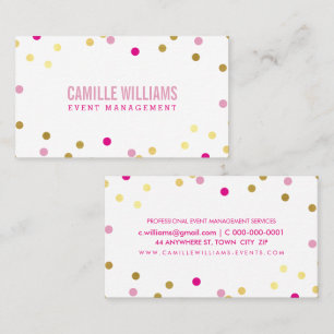 FUN BOLD COLORFUL confetti cool gold pink blue Business Card