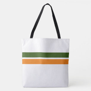 Fun Bold Green Orange Racing Stripes On White  Tote Bag