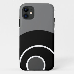 Fun Bold Grey Black White Modern Concentric Art iPhone 11 Case