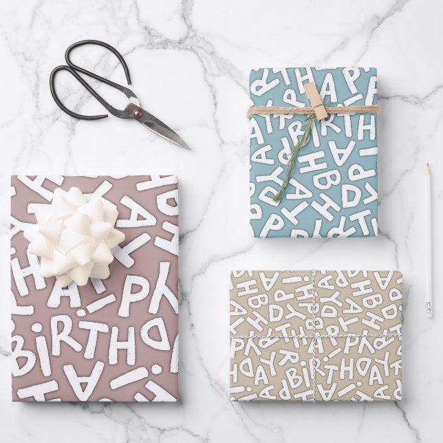 Fun Bold Happy Birthday Celebration Wrapping Paper Sheet (Front)