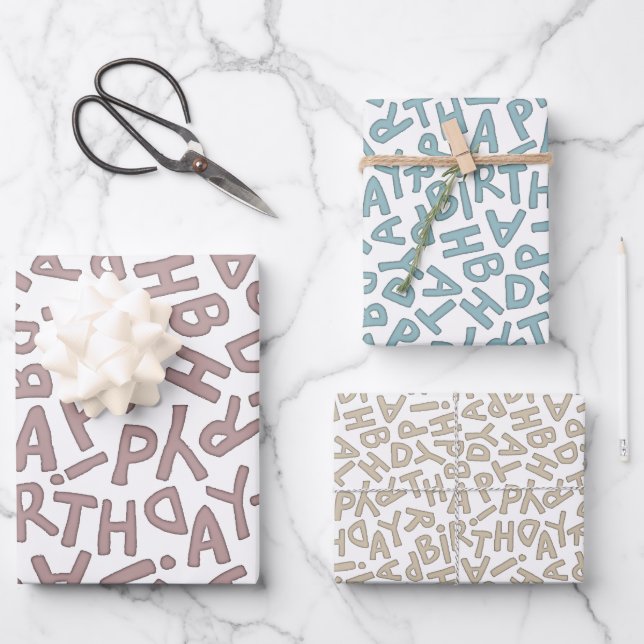 Fun Bold Happy Birthday Celebration Wrapping Paper Sheet (Front)