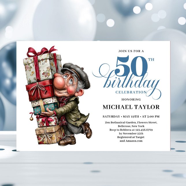 Fun Bold Man 50th Birthday Comedy Event Invite (Fun Bold Man 50th Birthday Comedy Event Invite)