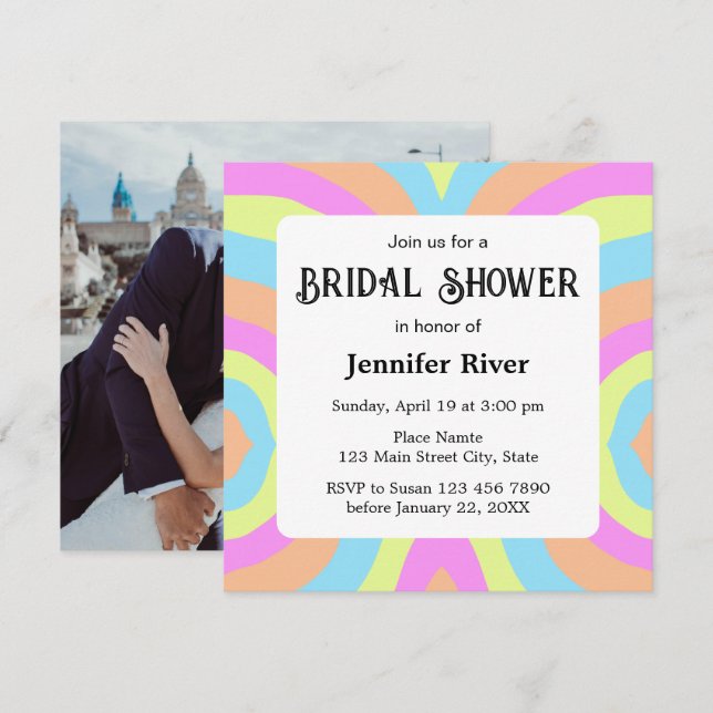 Fun Bold Modern Colourful Bridal Shower  Invitation (Front/Back)
