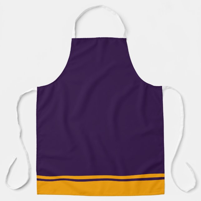 Fun Bold Purple Orange Yellow Racing Stripes Hem Apron (Front)